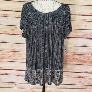NWT Style & Co black and tan flowy blouse